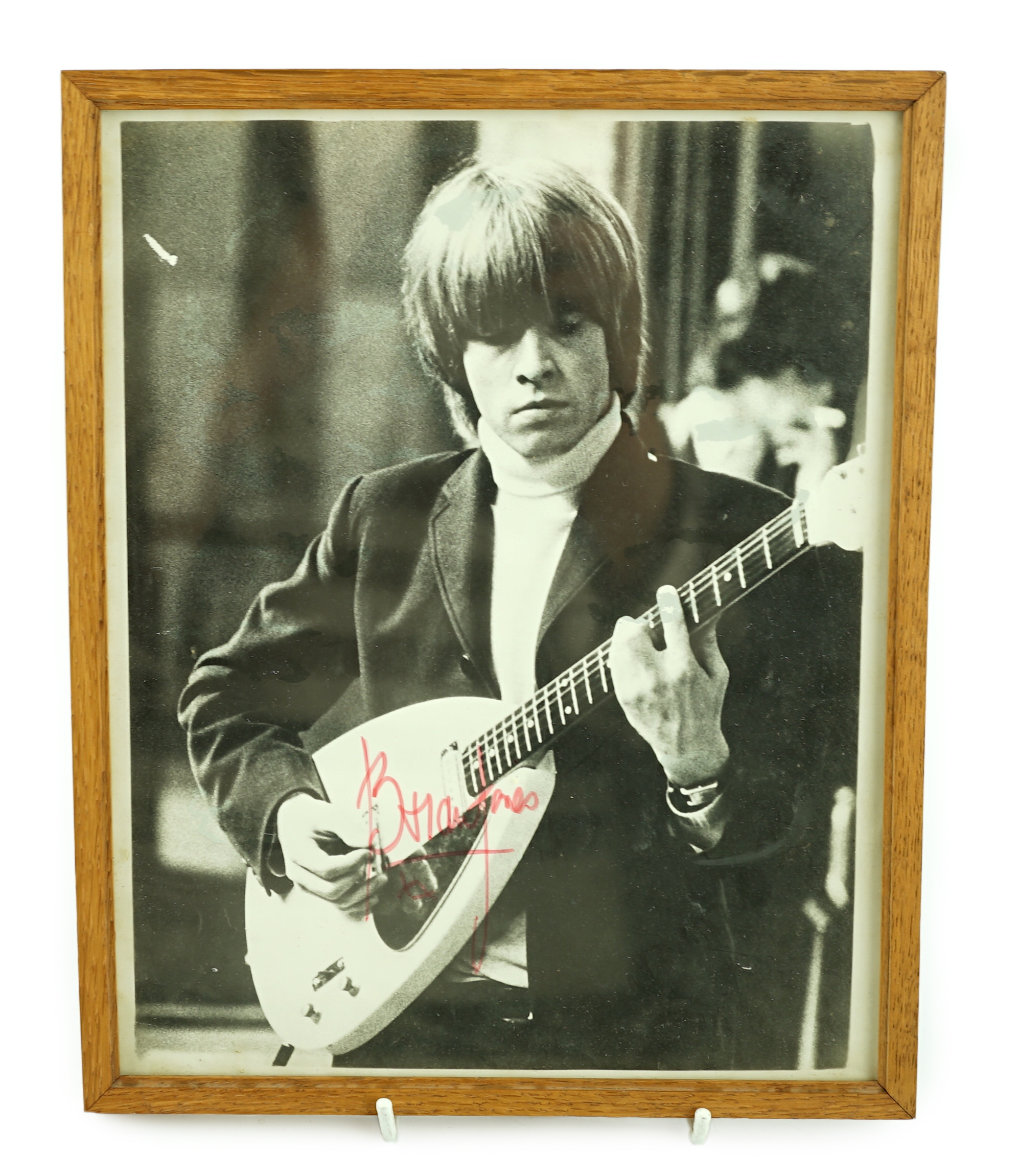 The Rolling Stones interest; a Brian Jones framed autograph, signature collected by the current vendor in the mid-1960s